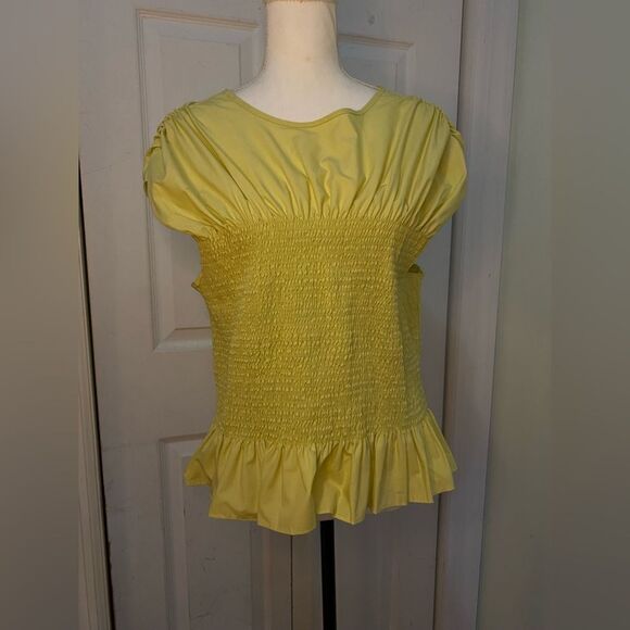NWT The Great Eros Smocked Jewel Neck Top in Pistachio XL - Picture 4 of 11